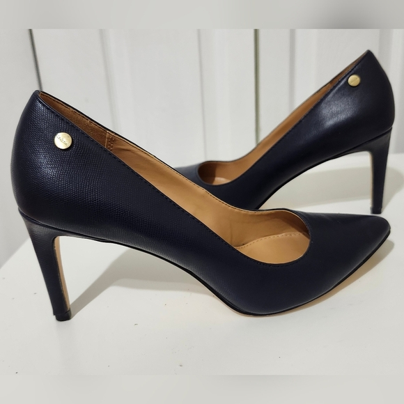Calvin Klein Women Navy Stiletto Heels Pumps Sz 7 Office Career Work Dress Shoes - Picture 7 of 10